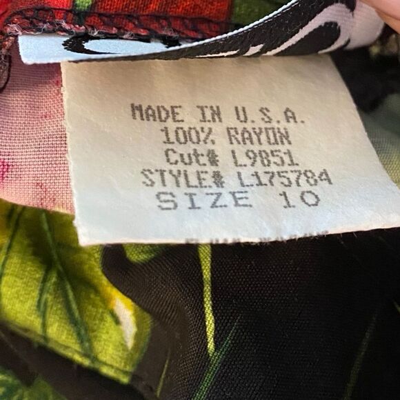 Clio Sz 10 Vintage Black Vibrant Orchid Tropical Button Top Pencil Skirt Set - Picture 10 of 11